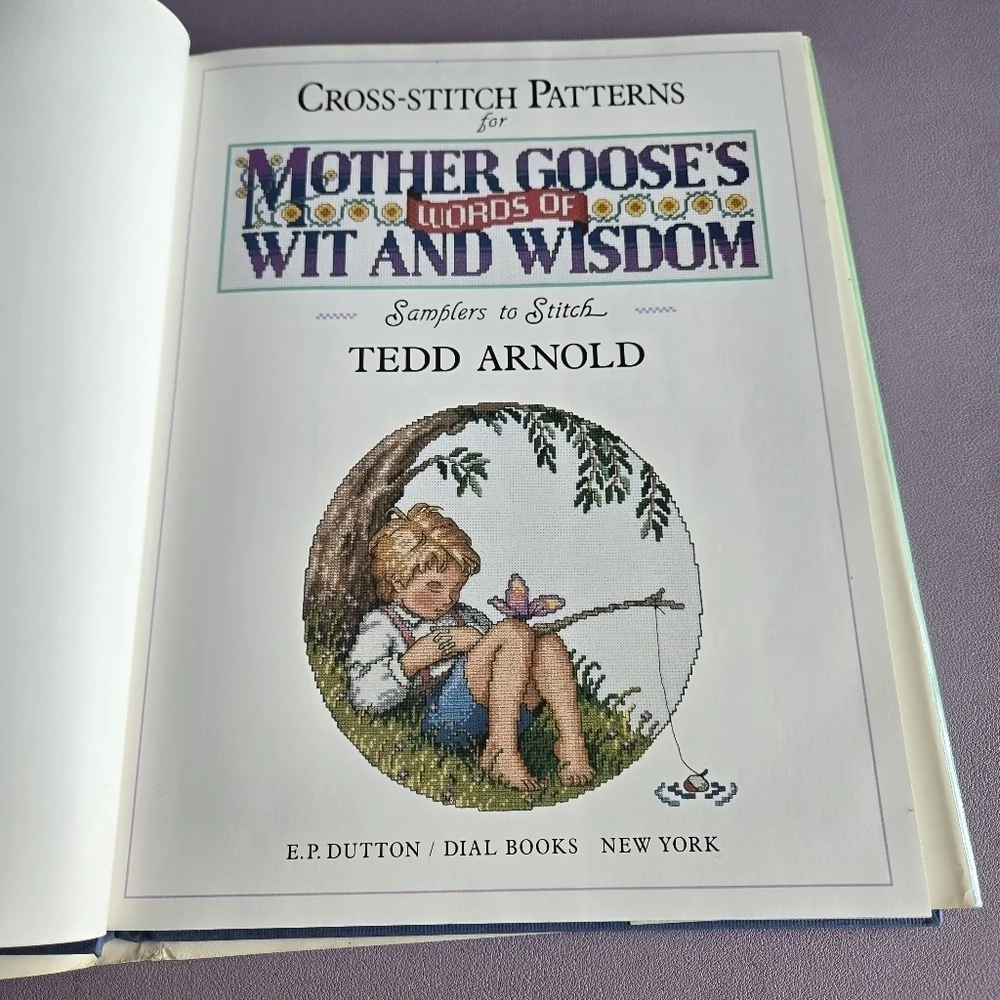 Cross-Stitch‎ Patterns for Mother Goose's Words of Wit and Wisdom Book Vtg 1990